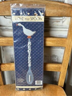 Vintage 80s Love That Spoon Goose Craft Kit Recipe Holder Wood DIY New Old Stock